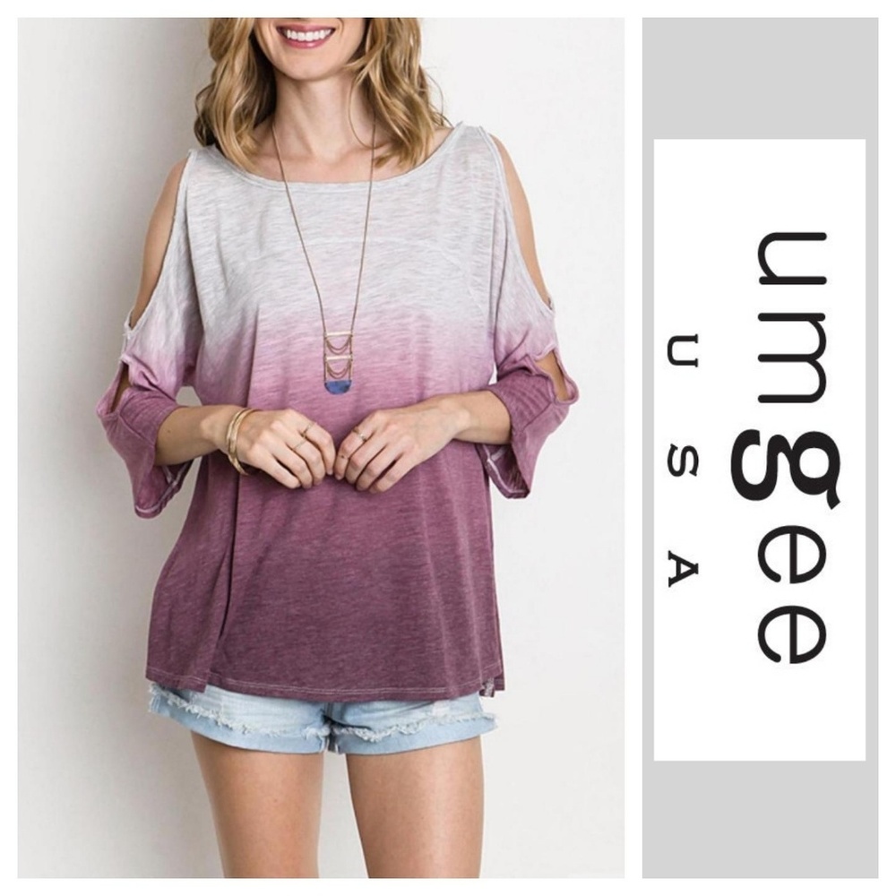 Umgee Cold Shoulder Gradient Top